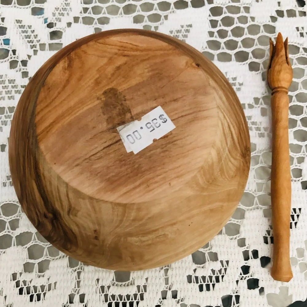 NATURAL OLIVE WOOD HONEY BOWL